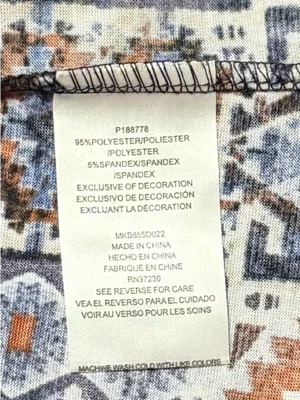 Absolutely Famous Women's Geometric Print Shirt - Blue and Orange - Picture 8 of 8